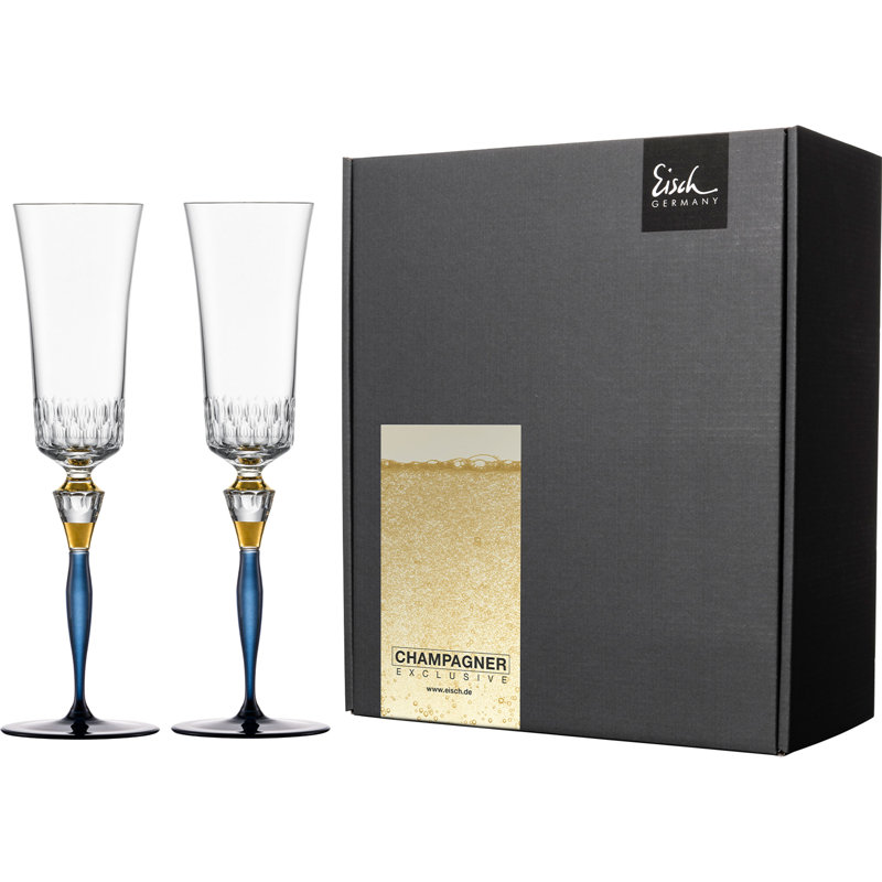 250ml Flute Set, Clear/Blue