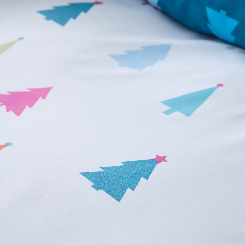 Christmas Tree Soft Microfibre Reversible Duvet Cover Set, Single Duvet Cover + 1 Standard Pillowcase