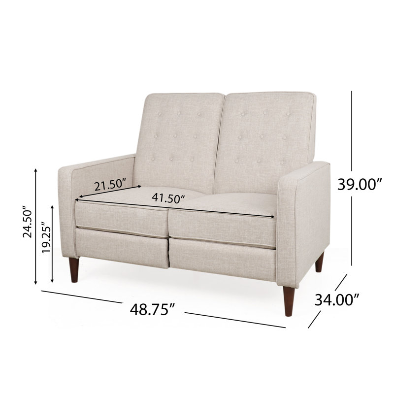 Annchen 48.75'' Upholstered Reclining Loveseat, Wheat 100% Polyester