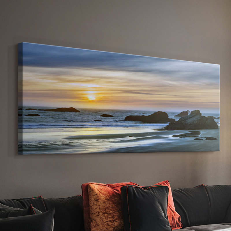 Harris Beach Sunset - toile tendue avec châssis - prête à être accrochée, H 20 po x l 50 po