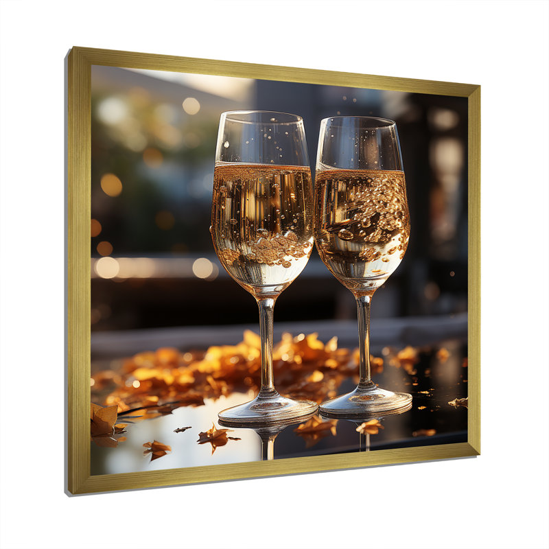 Toast réfléchissant sur toile, Cadre doré simple, H 24 po x l 24 po x P 1 po