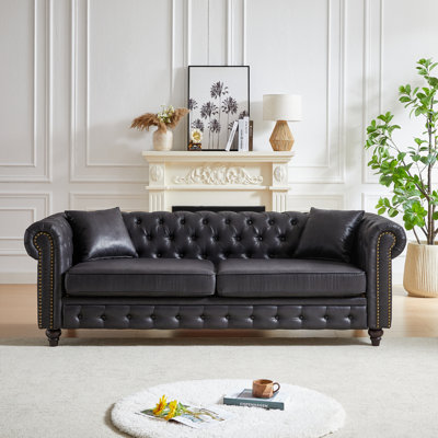 Premium Tech Fabric Sofa, Wooden Frame 3-seater, Modern Chesterfield For Living Room