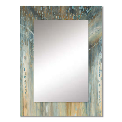 October Mist I - Liquid Ink Large Mirror, Gray Decorative Wall Mirror, Printed Metal Art