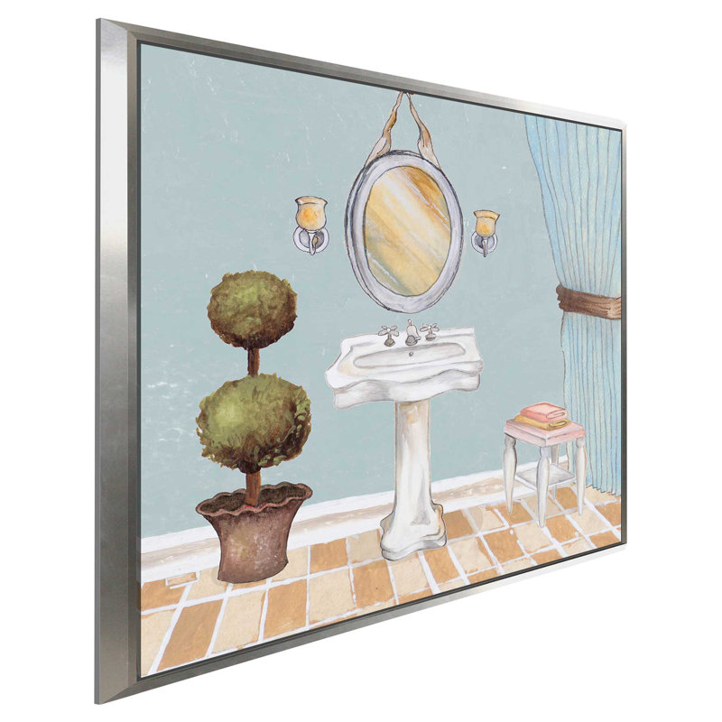 «Pastel Bath II», impression, H 21,5 po x l 21,5 po x P 2 po, Cadre flottant argent