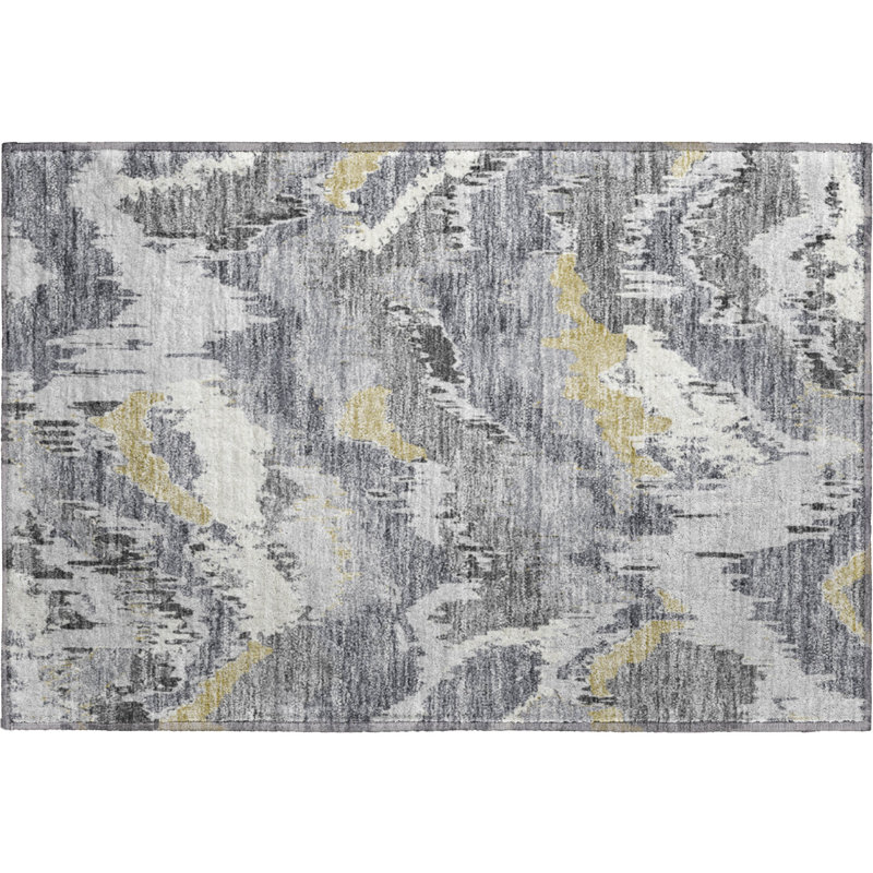 Premium Machine Washable Prisco Gray Rug, Rectangle 1'8" x 2'6"