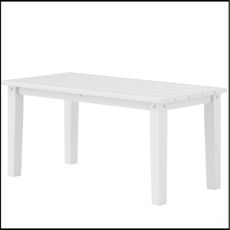 Table basse d'extérieur rectangulaire durable avec des matériaux résistants aux intempéries, pour les rassemblements de patio et de balcon.