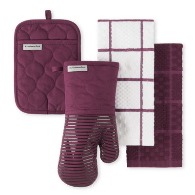 KitchenAid Quilted Kitchen Towel, Oven Mitt & Potholder Set 4-Pack