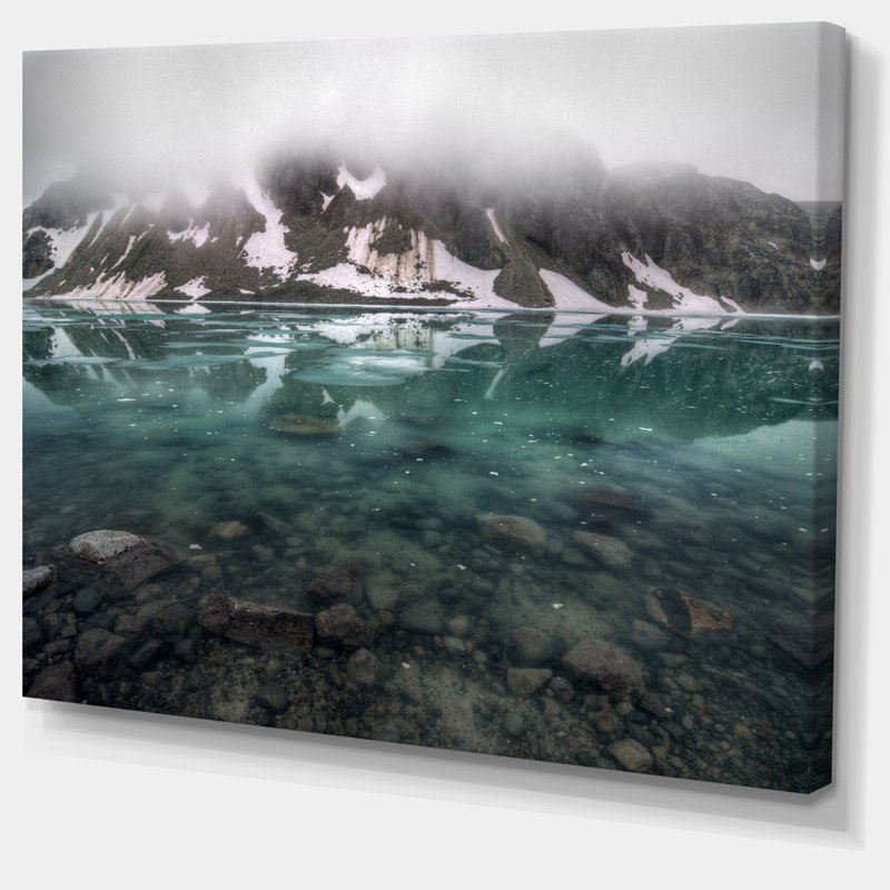 « magnifique turquoise mountain lake », impression sur toile tendue, H 16 po x l 32 po