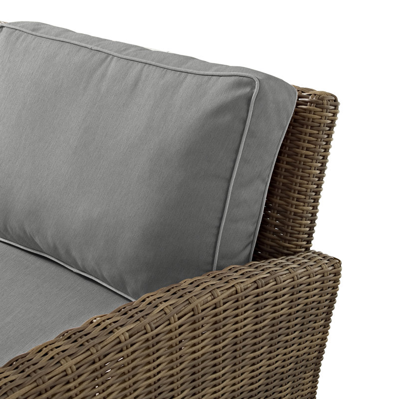 - Person Patio Conversation Set with Sunbrella® Cushions, Gray, Weathered Brown