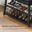 3-Tier Shoe Bench Shoe Rack, Entryway Bench with Storage and Cushion