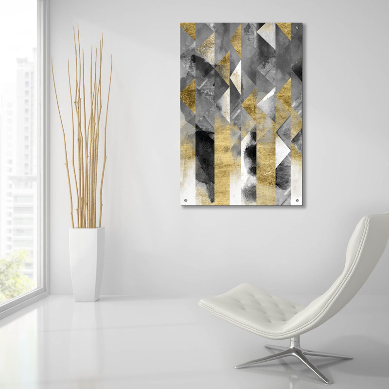  «Gilt Reflections 1» par Chariklia Zarris, art mural en verre acrylique, 24 po x 36 po