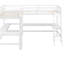 Lit mezzanine simple en bois en forme de L avec échelle et 2 bureaux encastrés en L, blanc