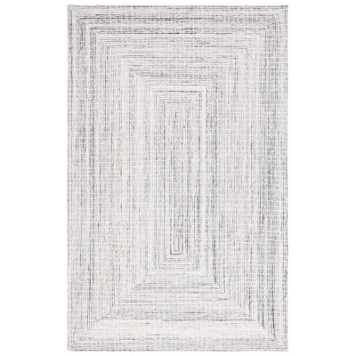 Abstract Hand Tufted Wool/Cotton Rug in Ivory/Black