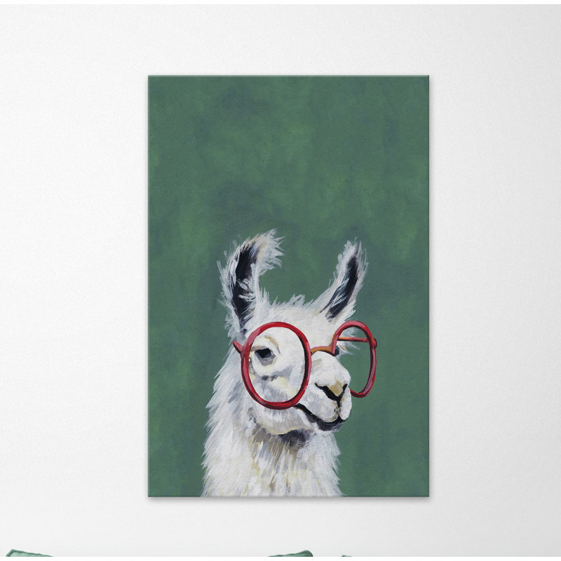 «Red Llama Glasses» par Marmont Hill - peinture sur toile tendue, H 45 po x l 30 po x P 1,5 po