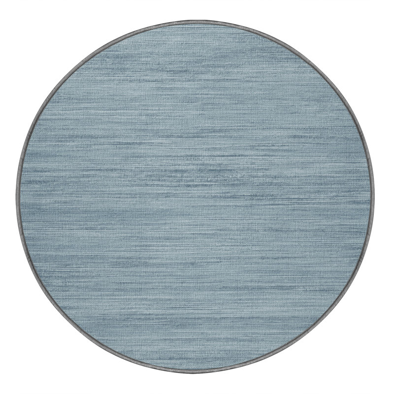 Machine Washable Solid Gray Area Rug, Round 6'