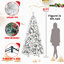 Arbre de Noël floqué avec lumières à DEL blanc chaud - pointes, branches en PVC enneigées et aiguilles pointues, conception à charnières pour une installation facile, support en métal robuste - arbre de vacances complet et réaliste-2084300604