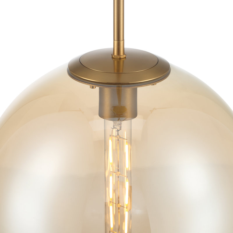 Luminaire suspendu en verre 12 po, Clair, Or brossé