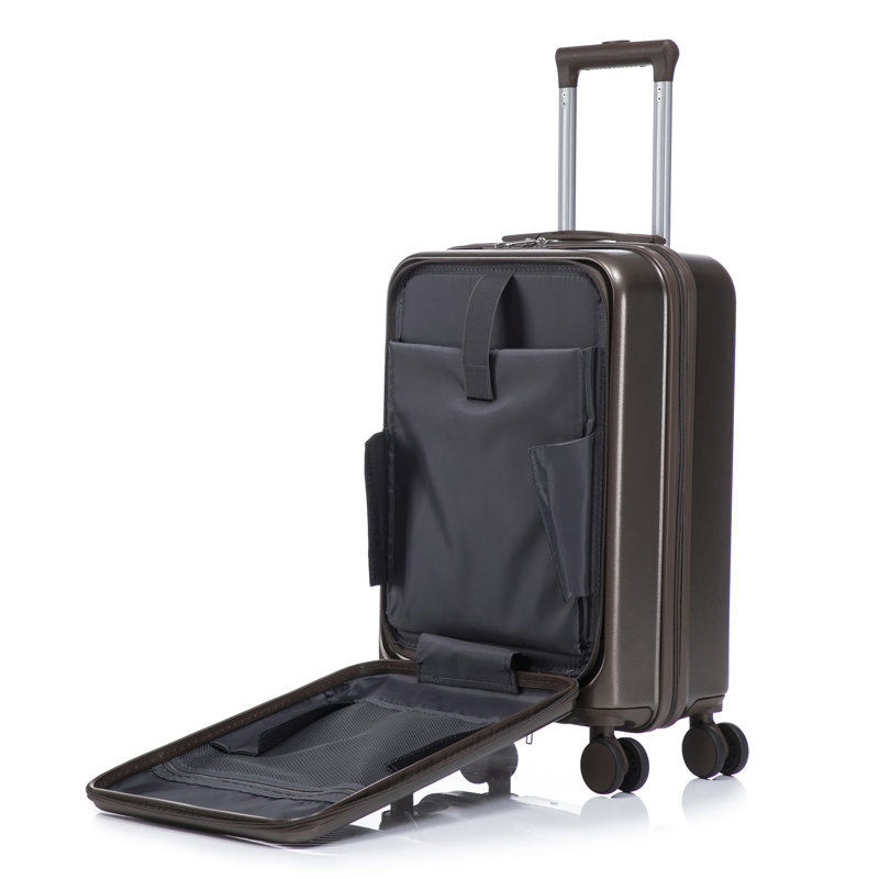 14 "/ 20" 2 pièces / ensemble dans un bagage à roulettes en ABS, H 22,24 po x l 13,98 po x P 9,25 po, Brun