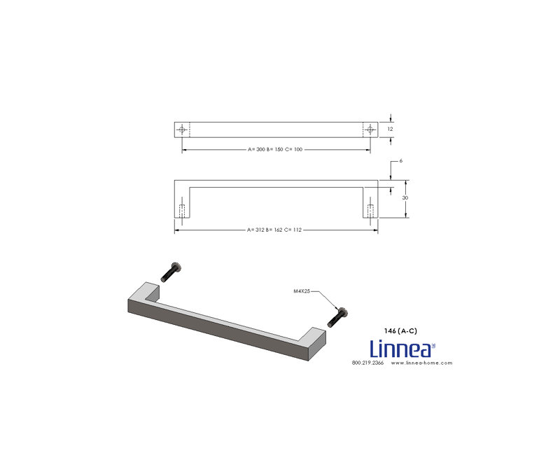Rectangular Cabinet Pull, Satin Black, 11 13/16"