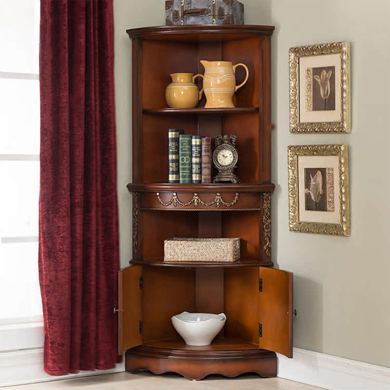Bibliothèque de coin élégante et multifonctionnelle, Brun