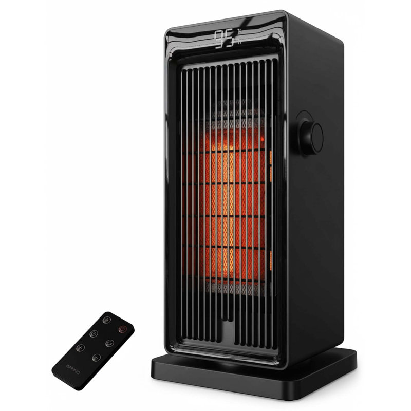 1500w Indoor Electric Space Heater With Eco Thermostat, 90° Oscillation, 24h Timer, Fast Heating, Remote Control
