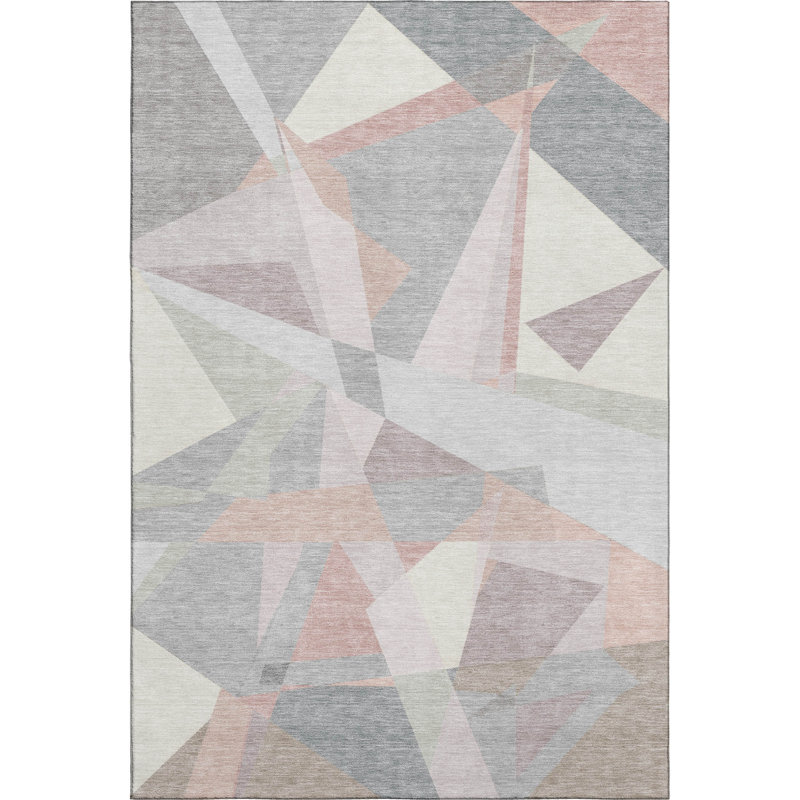 Tapis géométrique de qualité supérieure lavable à la machine Slesnick AMF1666, Rectangle 10 pi x 14 pi