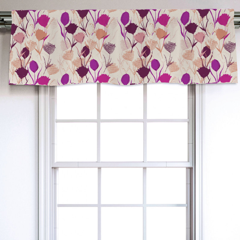Sateen Floral Ruffled Window Valance