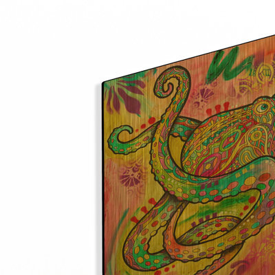 «Spiritual Octopus» par Dean Russo, art mural en métal doré, 16 po x 12 po