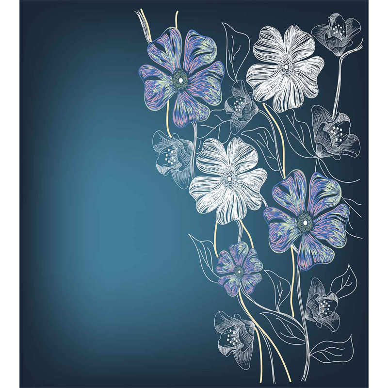 Modern & Contemporary Floral Duvet Cover, Twin