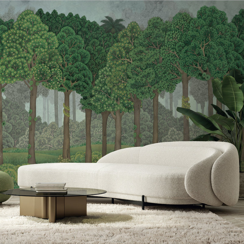 Papier peint Serene Greenery And Blooming Trees, L 110,04 po x l 204 po, Vert