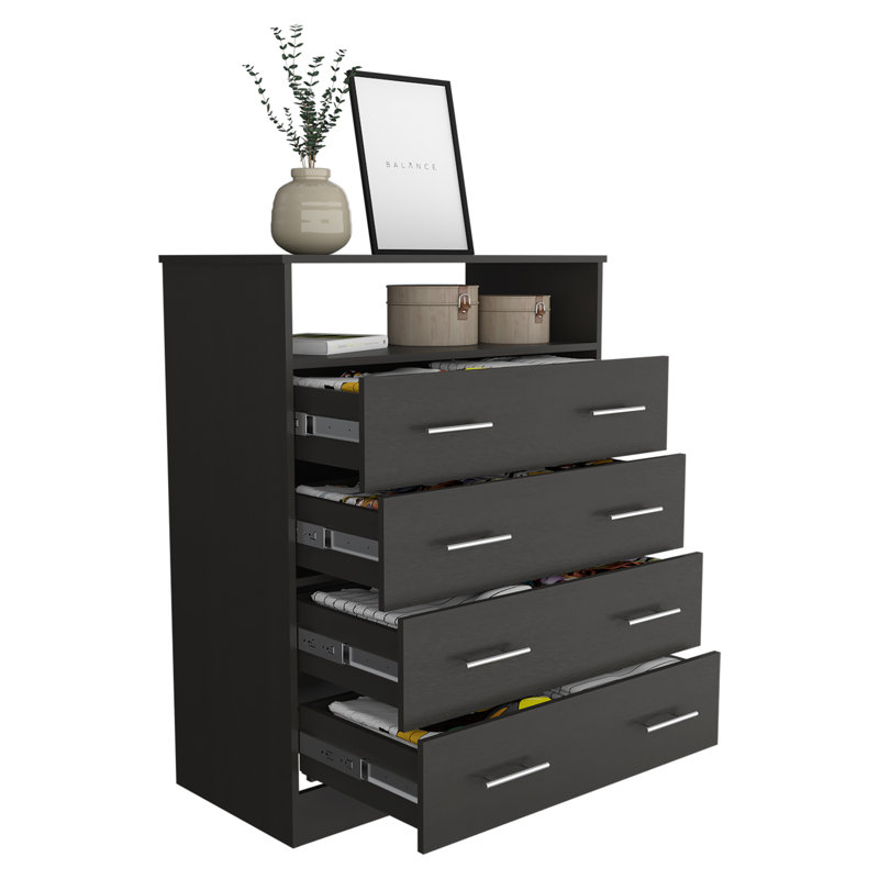 Commode 4 tiroirs Amy-Lei, Noir