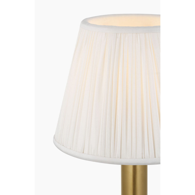 Connie 12" Cordless Accent Lamp in Antique-Burnished Brass with Silk Pleated Shade