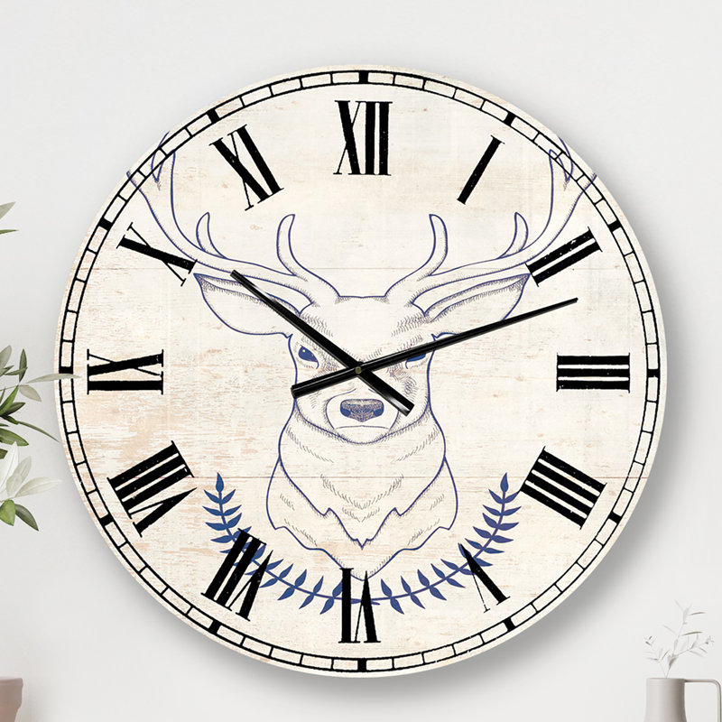 Deer Wild and Beautiful V - Horloge murale, Médium, Bleu