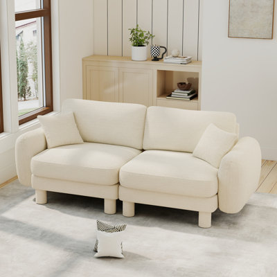 77.9?  2-seater Sofa, Modern Boucle Fabric Sofa, With 2 Pillows by Ebern Designs