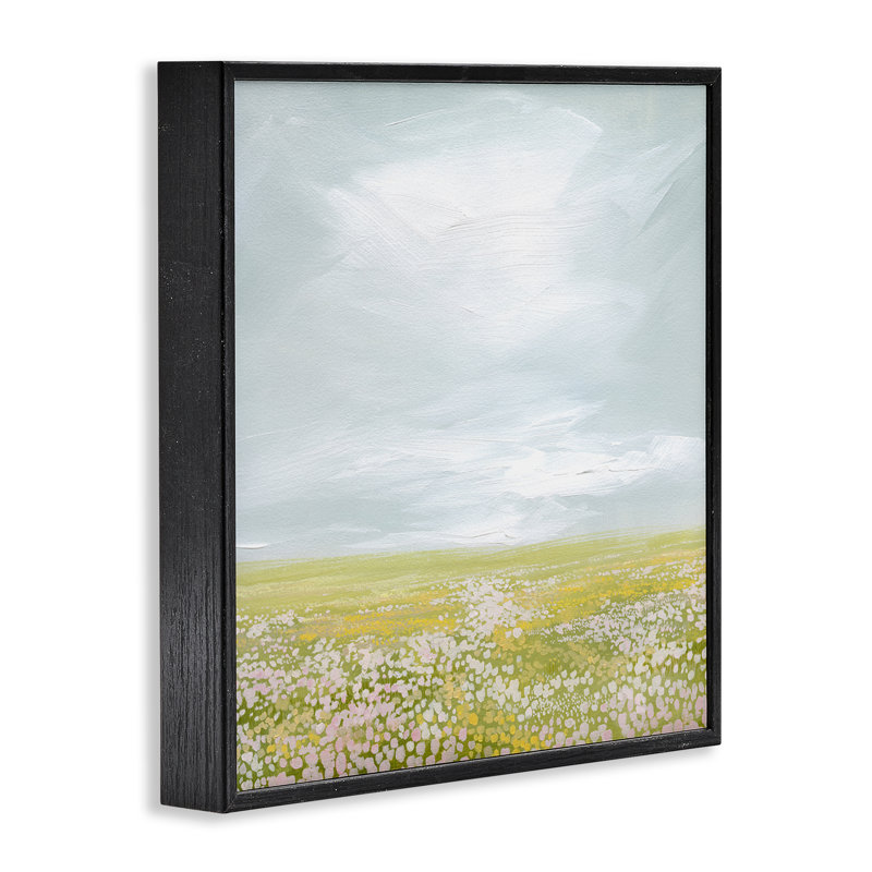 «Vast Spring Meadow», art de la giclée encadrée par Grace Popp, H 12 po x l 12 po, Giclée encadrée noir minuit