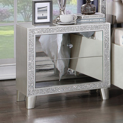 Table de chevet 1 pièce avec 2 tiroirs Glam Style