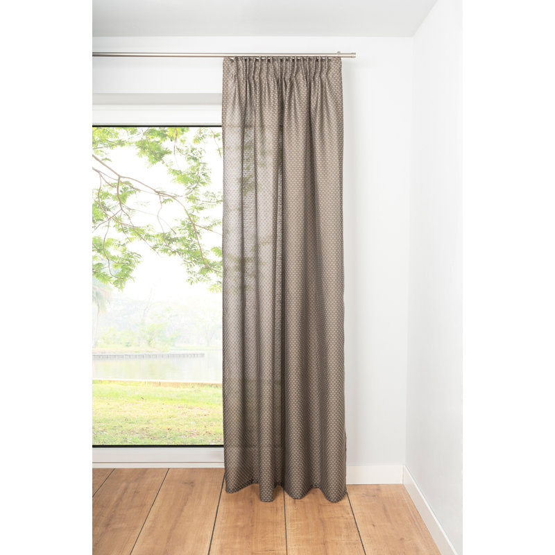 Just-triple Tab Top Sheer Single Curtain, Taupe