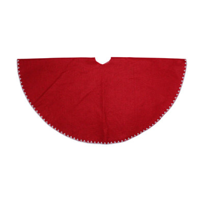 Shell Stitching Christmas Tree Skirt - 26" - Red And White