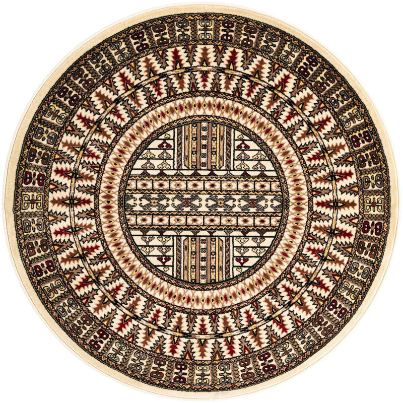 Tapis beige Aucun, Rond 5 pi 3 po