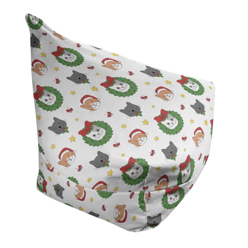 Red Geometric Bean Bag Lounger – Bold Triangle Print Seat for Game Rooms, Dorms & Cozy Corners, 25" H x 27" W x 30" D