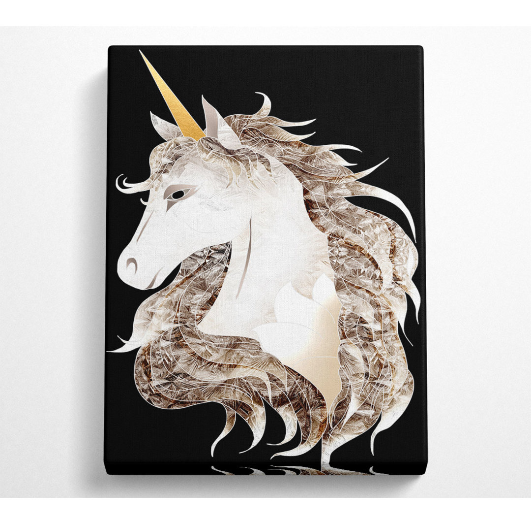 Gold Horn Unicorn - No Frame Kunstdrucke auf Leinwand