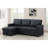 Black Linen Convertible With Pull - Out Chaise And Storage, 4 Seat, Removable Back Cushions, Twin Size Sleeper For Overnight Stays, 82 In Wide, 53 Deep, 34.5 High, 190.5 Lb Seat Upholstered Sectional-133520074