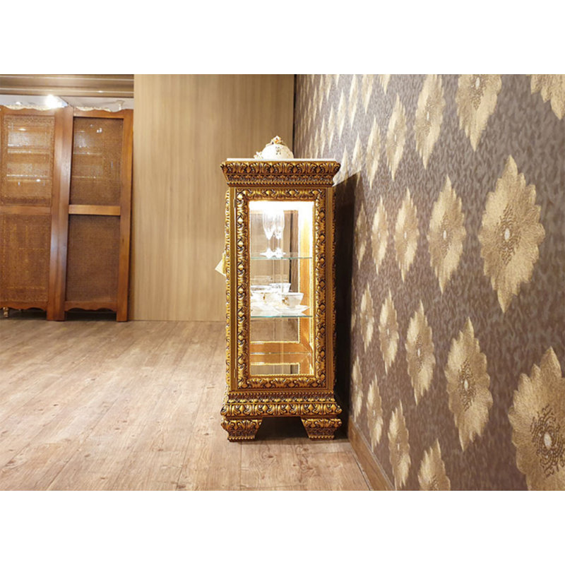 Jossilynn Solid Wood Lighted China Cabinet, Gold