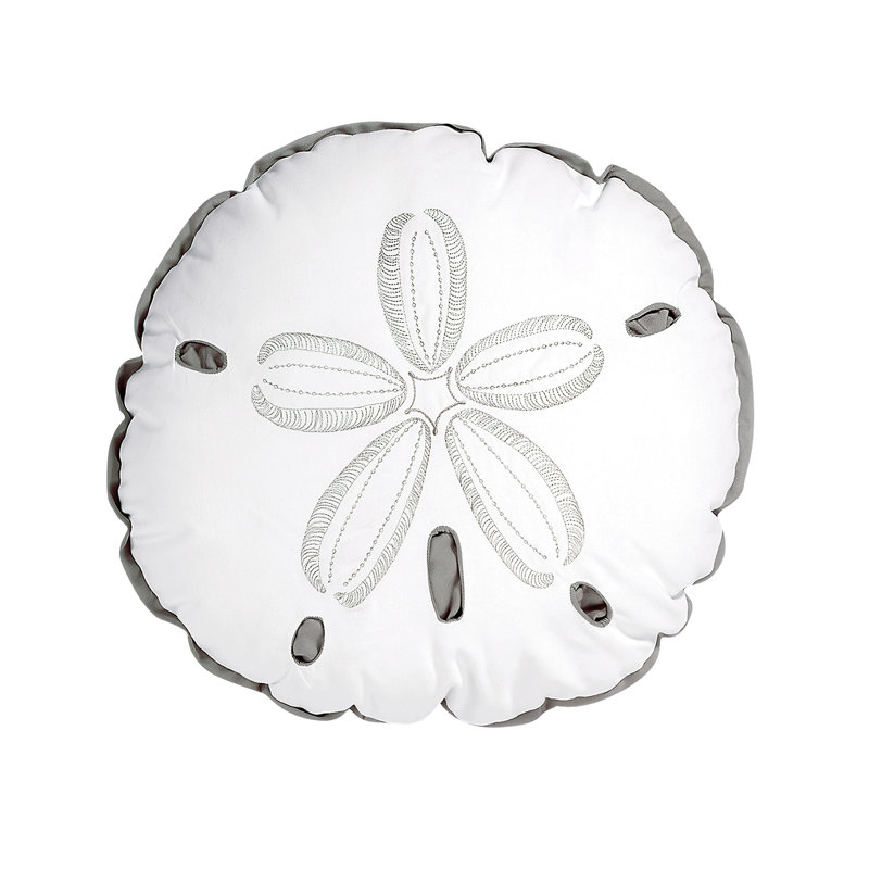 Sand Dollar Shaped Indoor / Outdoor Olefin Pillow - Grey/White, White/Gray