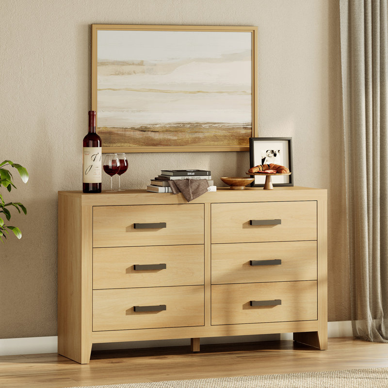 Commode double 6 tiroirs Rustic Brown, Chêne