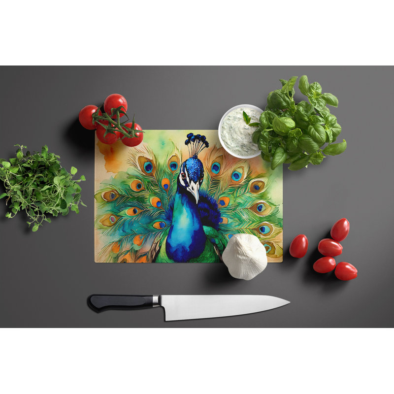 Peacock Glass Cutting Board