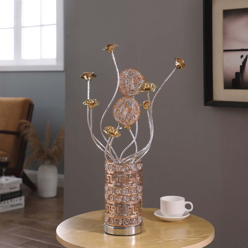 Lampe de table en aluminium à bourre de fleurs en aluminium