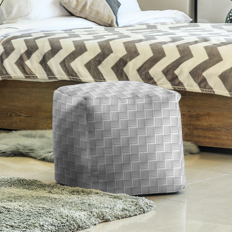 Repose-pieds cubique à rayures classic basketweave, Gris / Gris