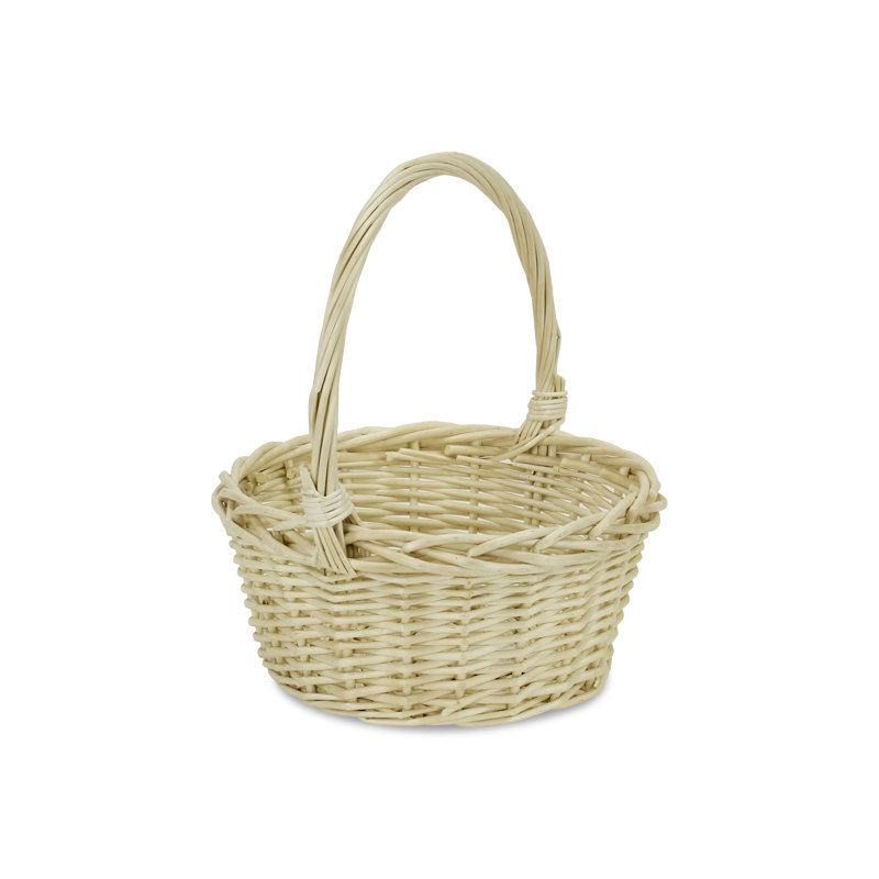 Insa Round Willow Carrying Basket with Handle for Gift Baskets and Home Décor, Light Brown