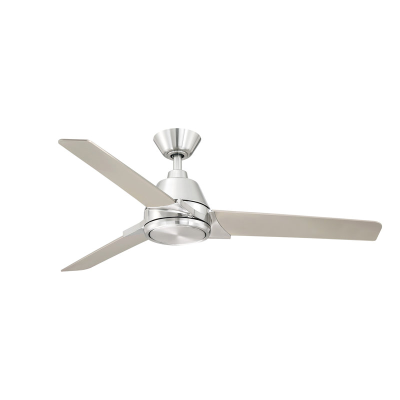 Ventilateur de plafond d'intérieur / extérieur 52 pouces Pyramid avec ensemble d'éclairage DEL et télécommande, Nickel brossé